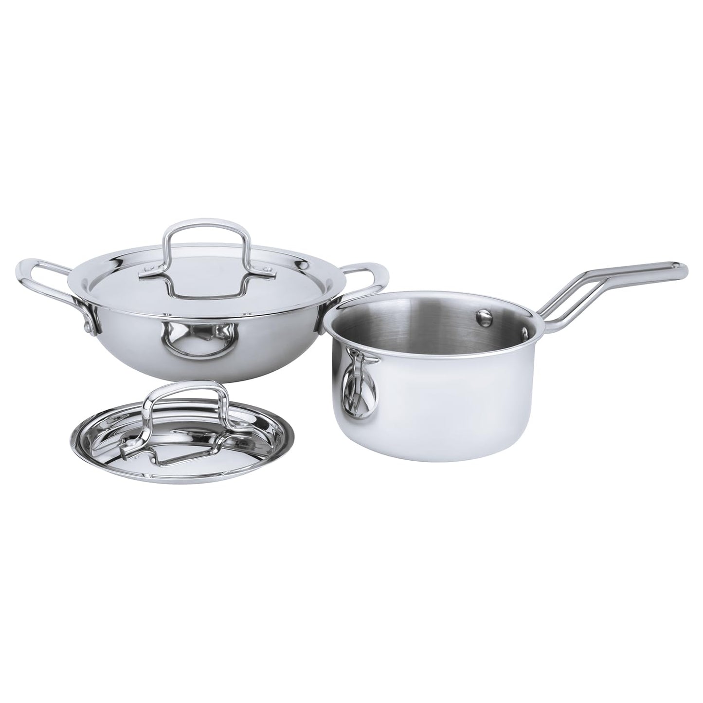Triply Stainless Steel 5-Piece Cookware Set - Induction Compatible, Fast & Even Heating