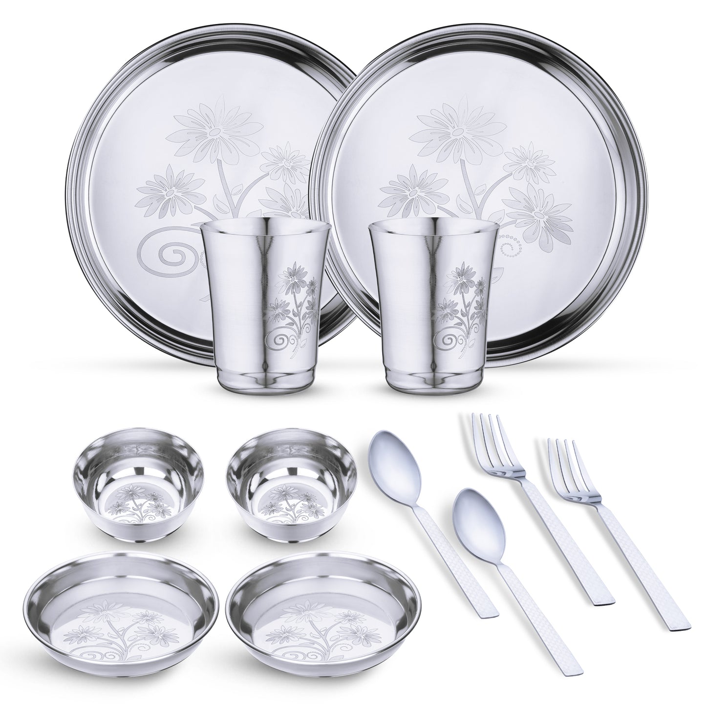 Pack of 12 Stainless Steel Laser Printed Design (Flawer-1)
