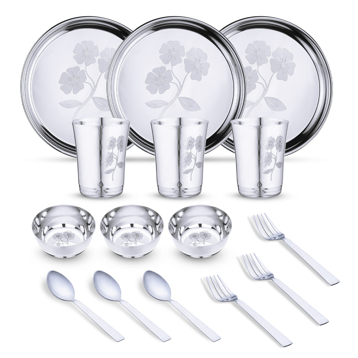 Pack of 15 Stainless Steel Dinner Set (flawer-2)