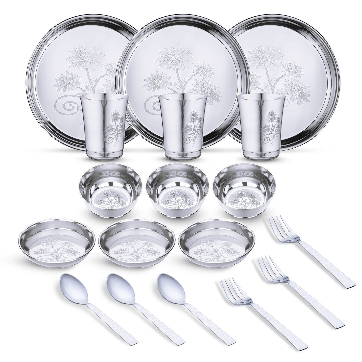 Pack of 18 Stainless Steel Dinner Set (flawer-1)