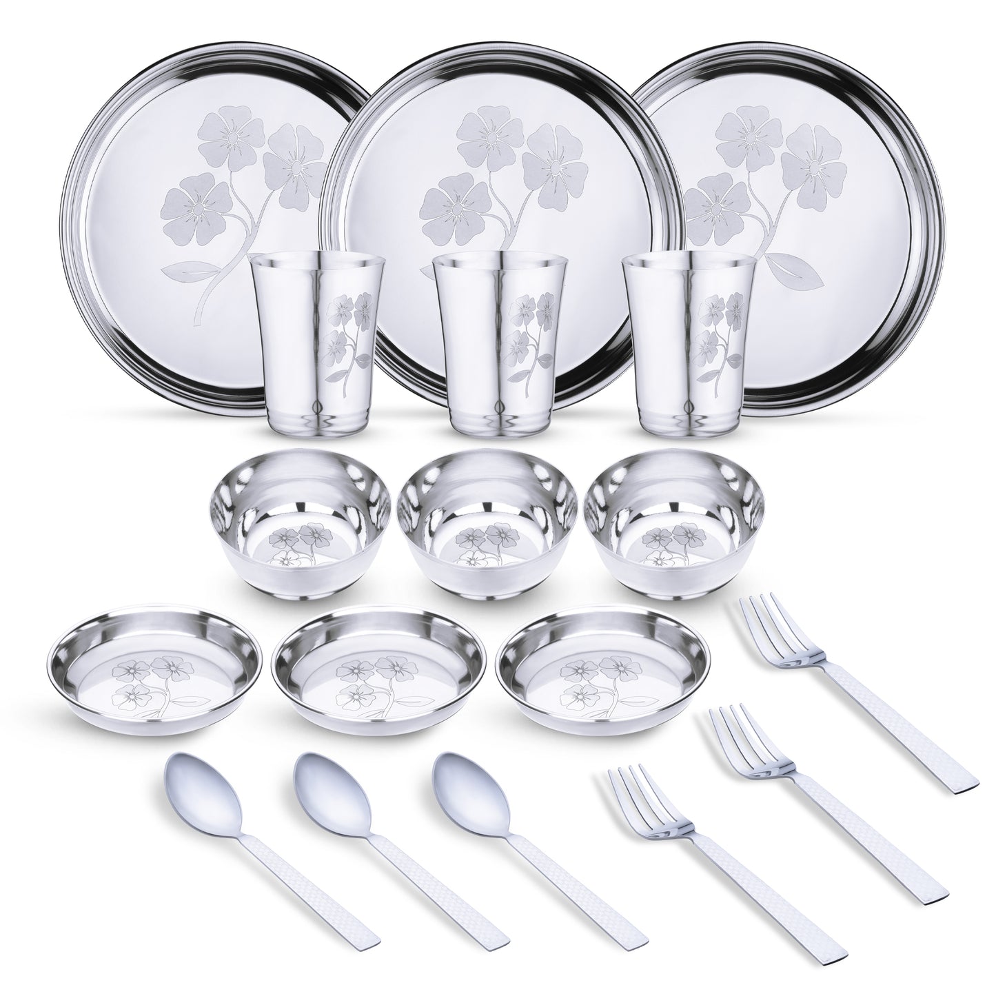 Pack of 18 Stainless Steel Dinner Set (flawer-2)