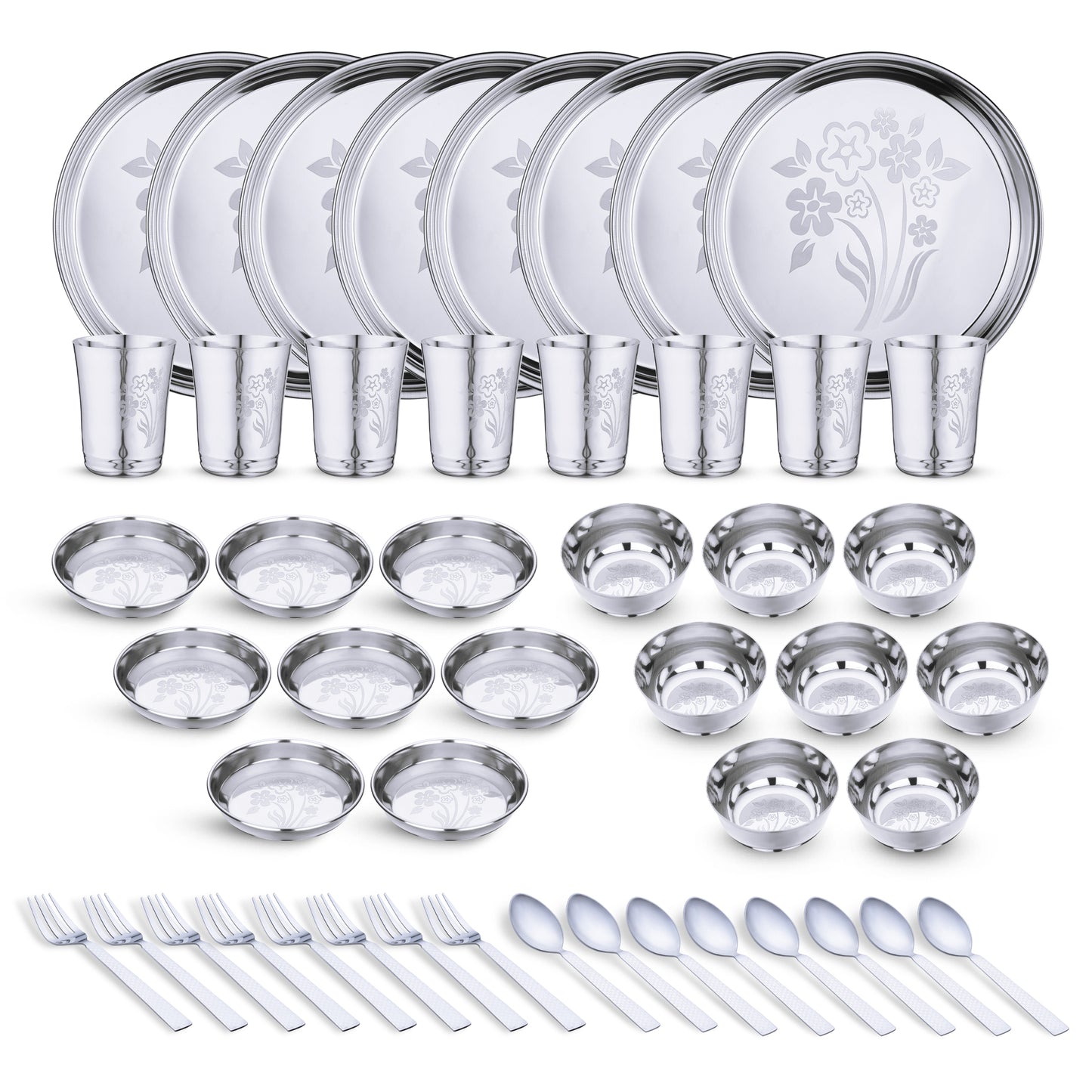 Pack of 48 Stainless Steel Dinner Set (flawer-3)