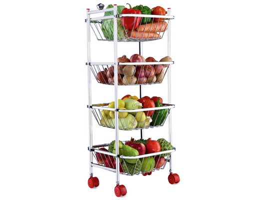 Stainless Steel Fruits & Vegetables Trolley For Kitchen (Mogra)