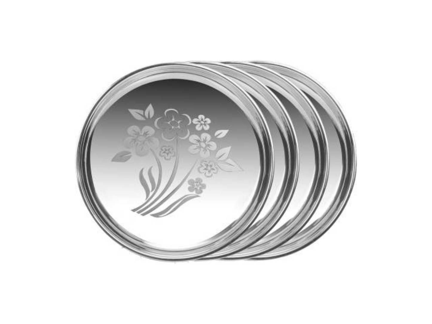 Stainless Steel Laser Printed Lunch Plates (Pack of 4)