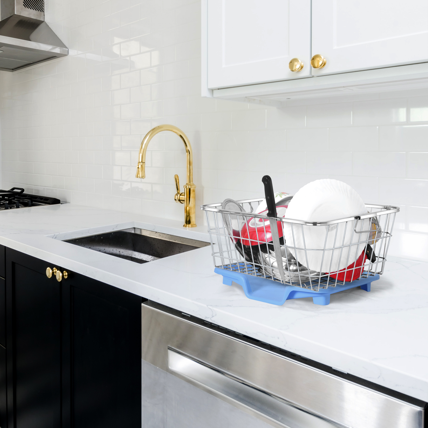 Stainless Steel Dish Drainer With Water Tray