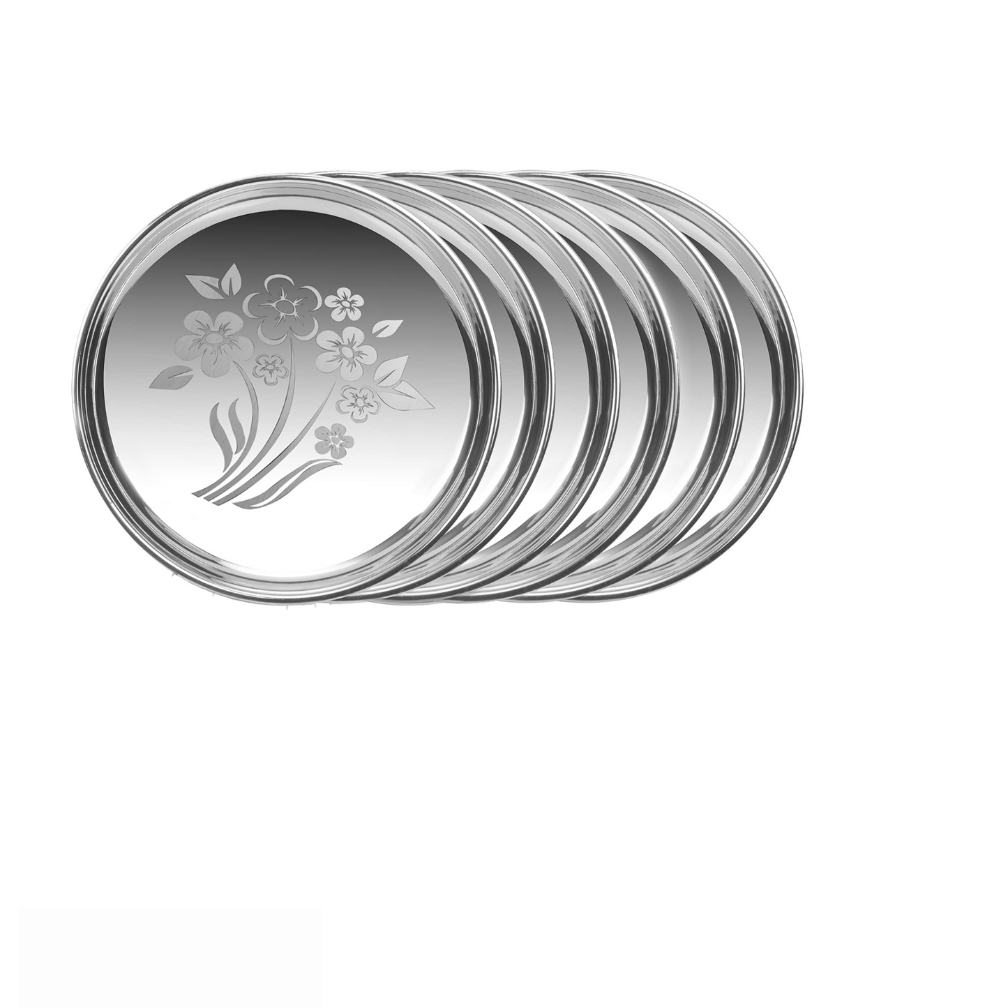 Stainless Steel Laser Printed Lunch Plates (Pack of 6)
