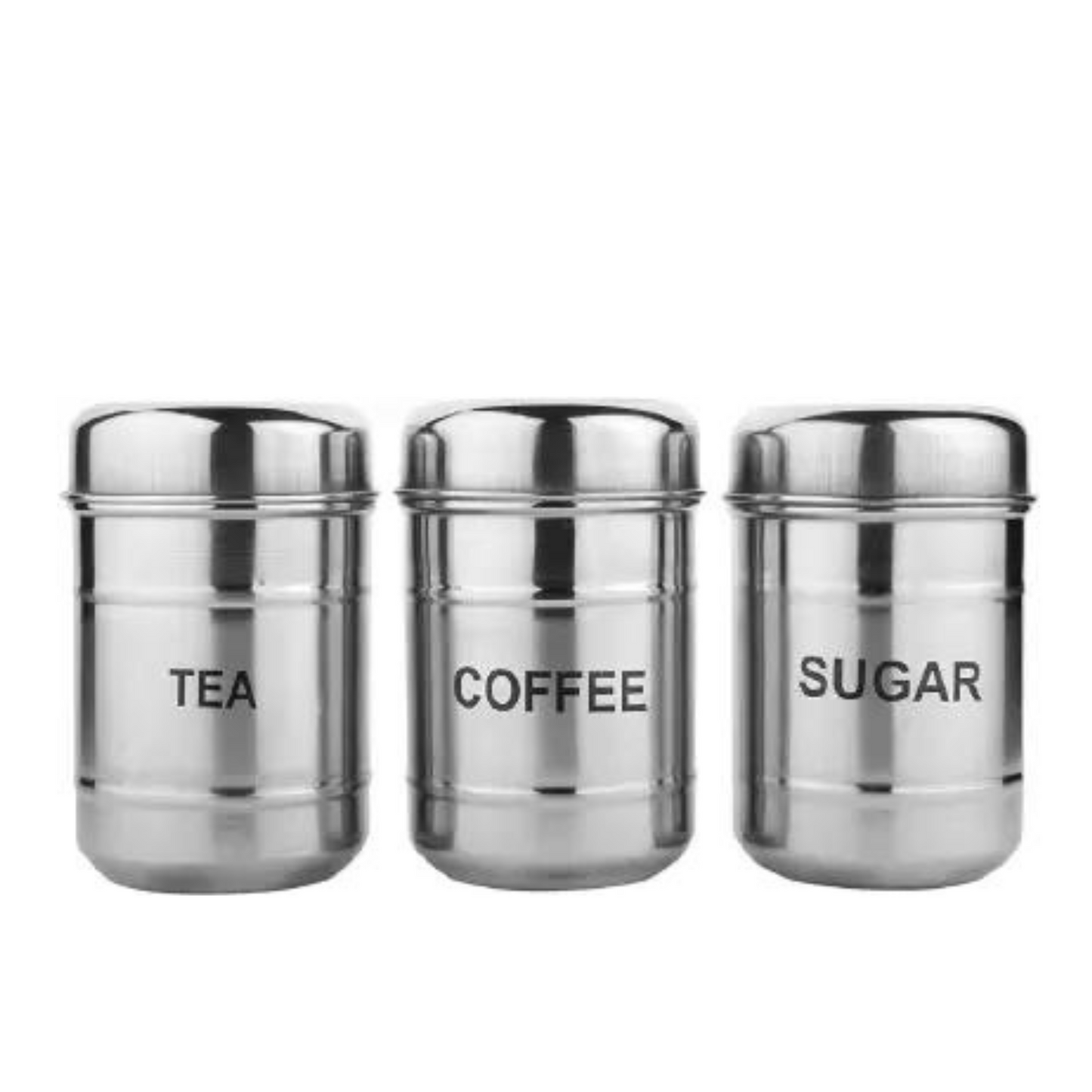 Stainless Steel Tea, Coffee and Sugar Container Set - 750 ml (Pack of 3, Silver)