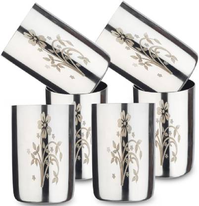 Stainless Steel Multipurpose High Quality Mirror Polish Lazer Glasses G14 - pack of 6 (350 ml)