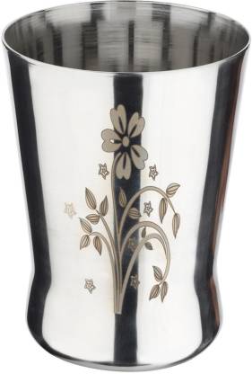Multipurpose Stainless Steel Laser Print Serving Glasses- pack of 12 (G3-12) , (350 ml)