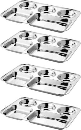 Stainless Steel Bhojan / Lunch / Dinner Plate (Pack of 4)