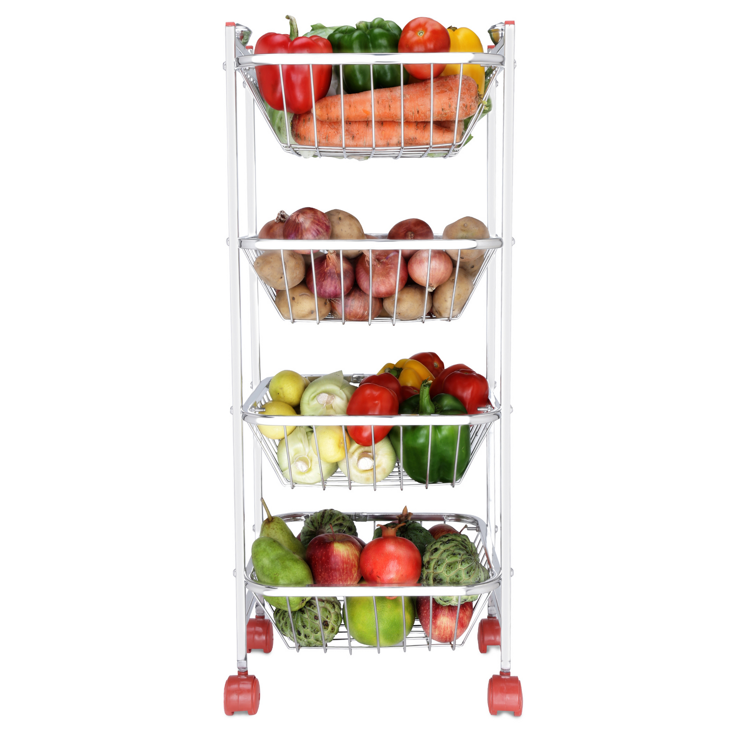 Stainless Steel Fruits & Vegetables Trolley For Kitchen (Mogra)