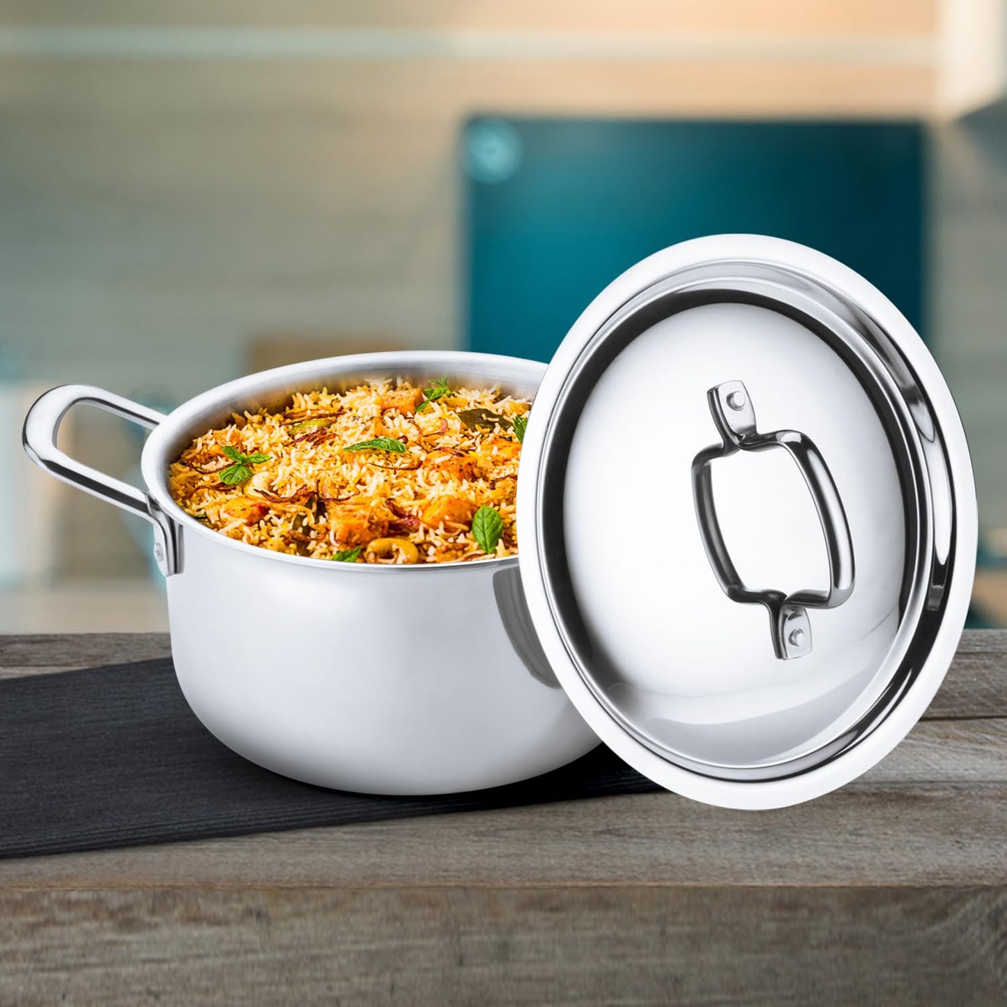 Triply Stainless Steel Hotpot with Stainless Steel Lid | Gas & Induction Base Hotpot