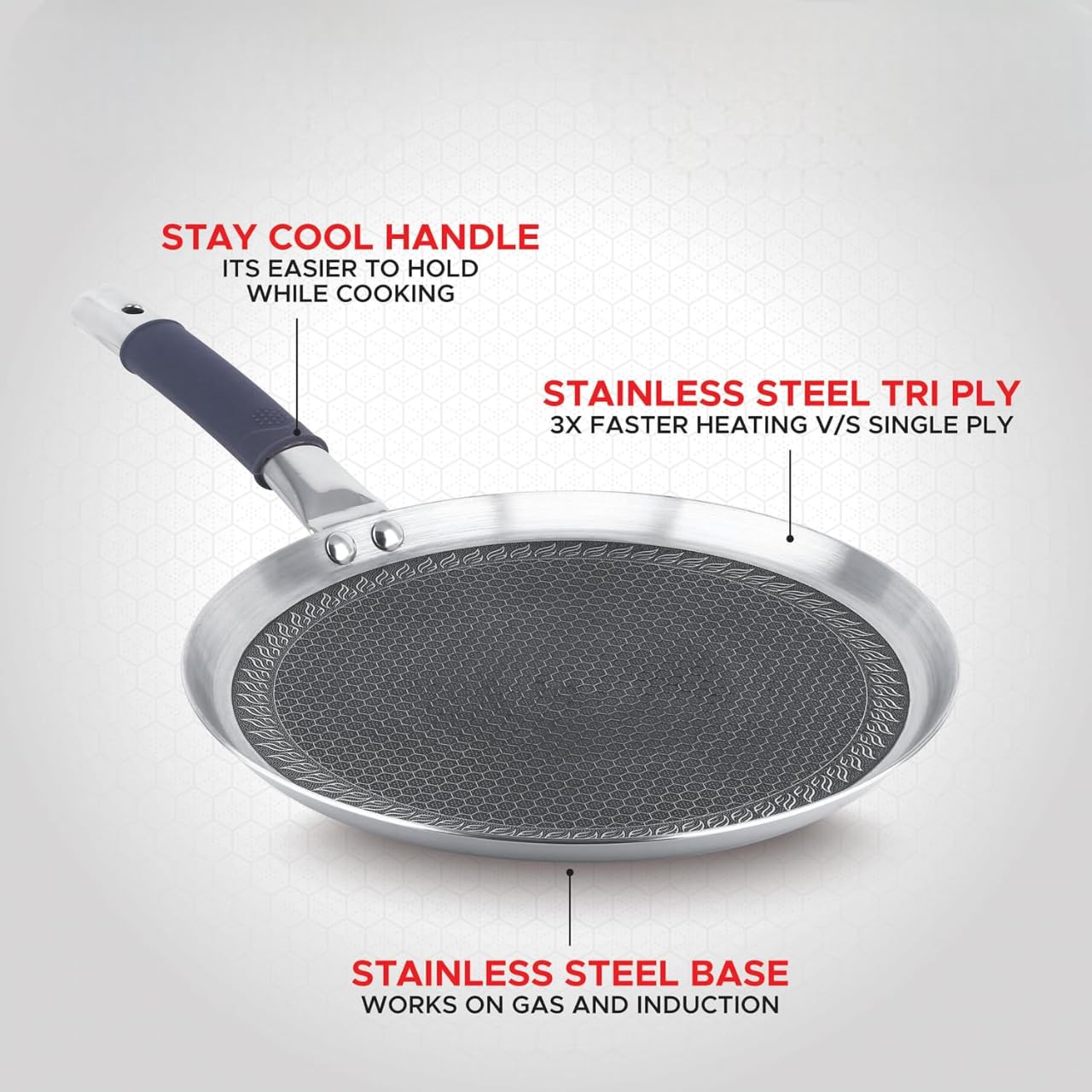 Triply Stainless Steel Tawa (Dosa Tawa) | Induction Compatible