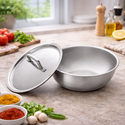 Premium Quality Stainless Steel Triply Tasla With Lid | Gas & Induction Base Saucepan.