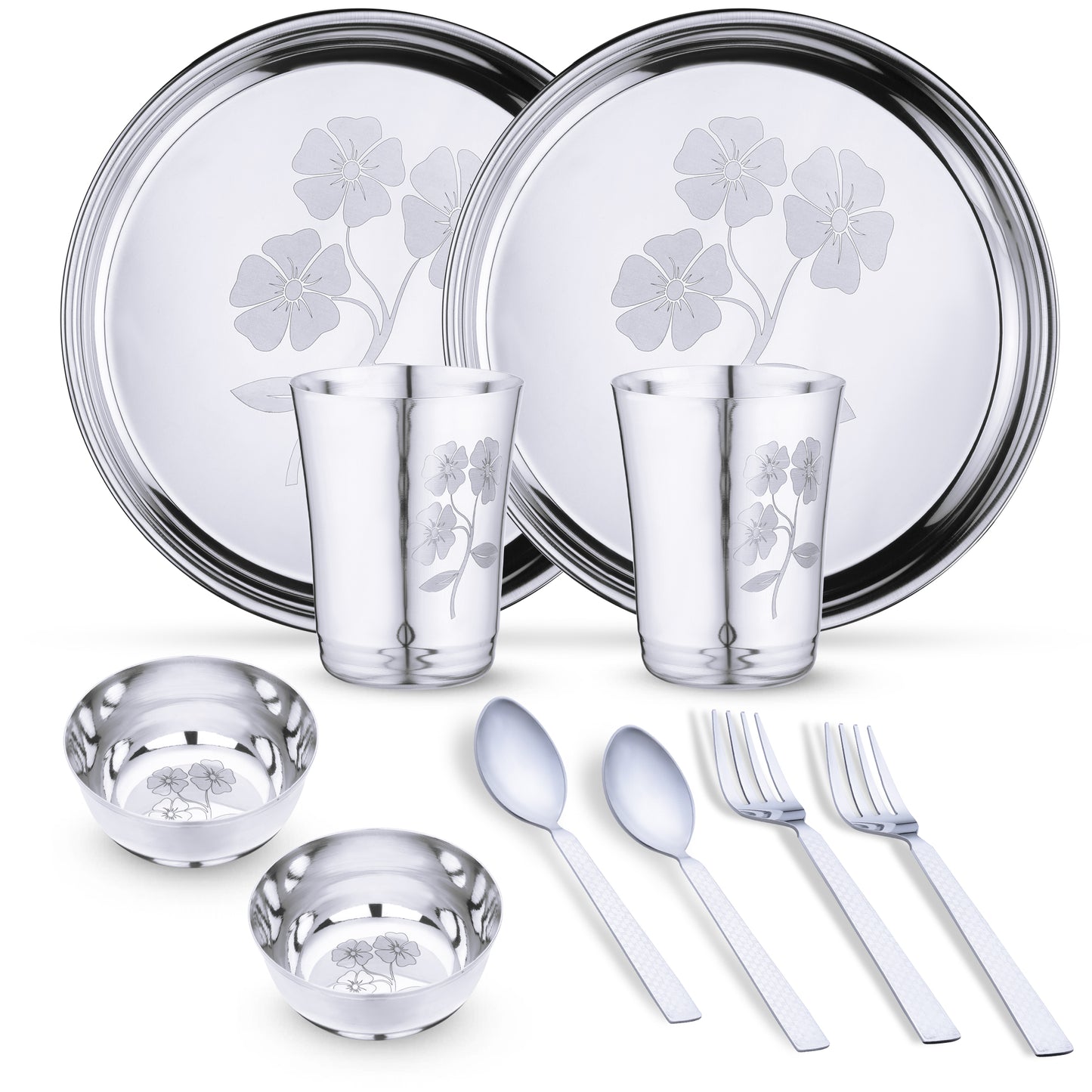 Pack of 10 Stainless Steel Dinner Set (flawer-2)