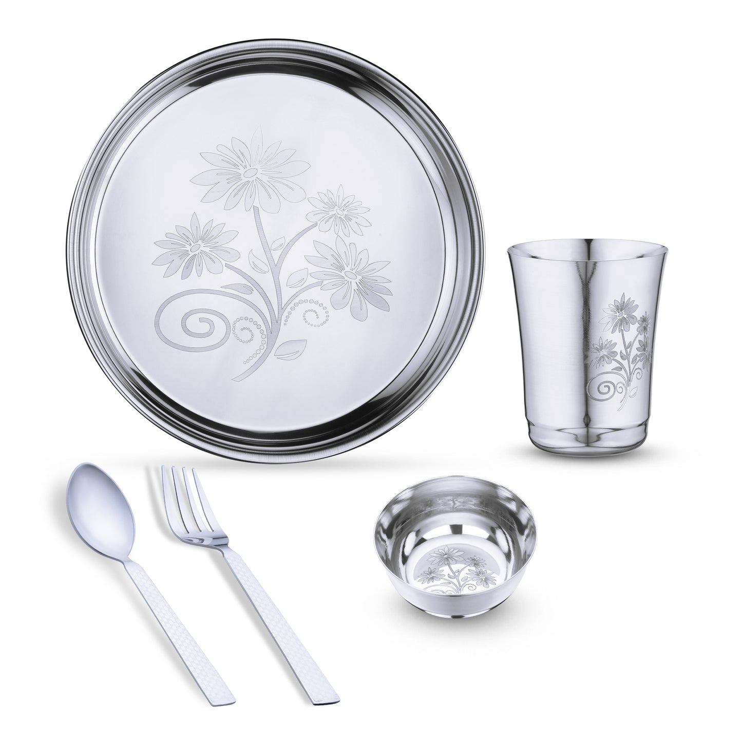 Pack of 5 Stainless Steel Dinner Set (flawer-1)