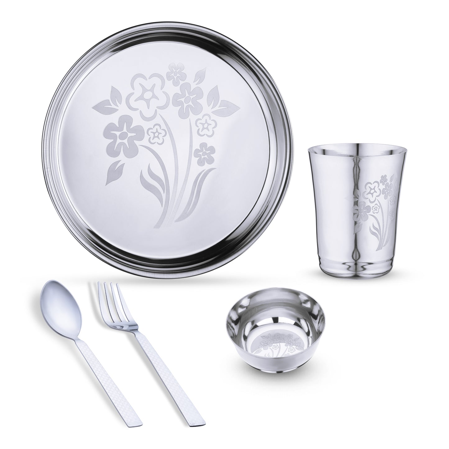 Pack of 5 Stainless Steel Dinner Set (flawer-3)