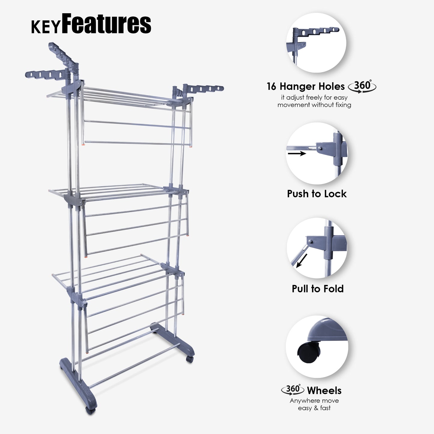 Cloths Drying Stand - Stainless Steel