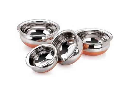 Stainless Steel Copper 4-Piece Handi Pot Set
