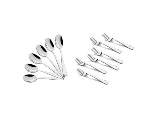 Stainless Steel Spoon and Fork Set (Pack of 12)