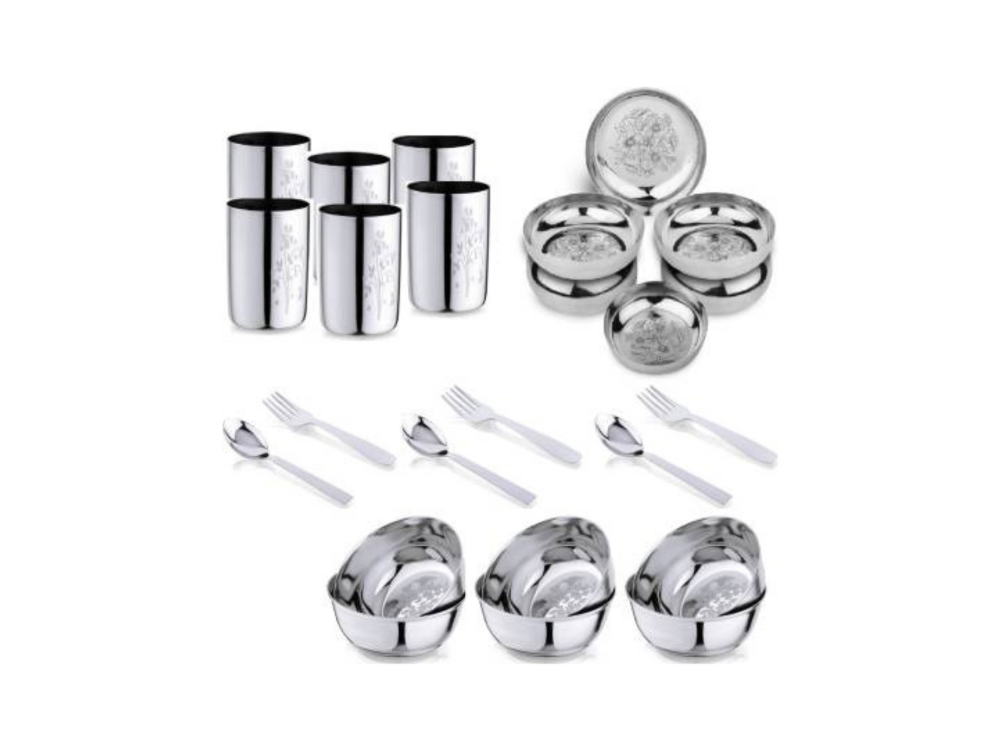 Steel Dinner Set (Pack of 30)