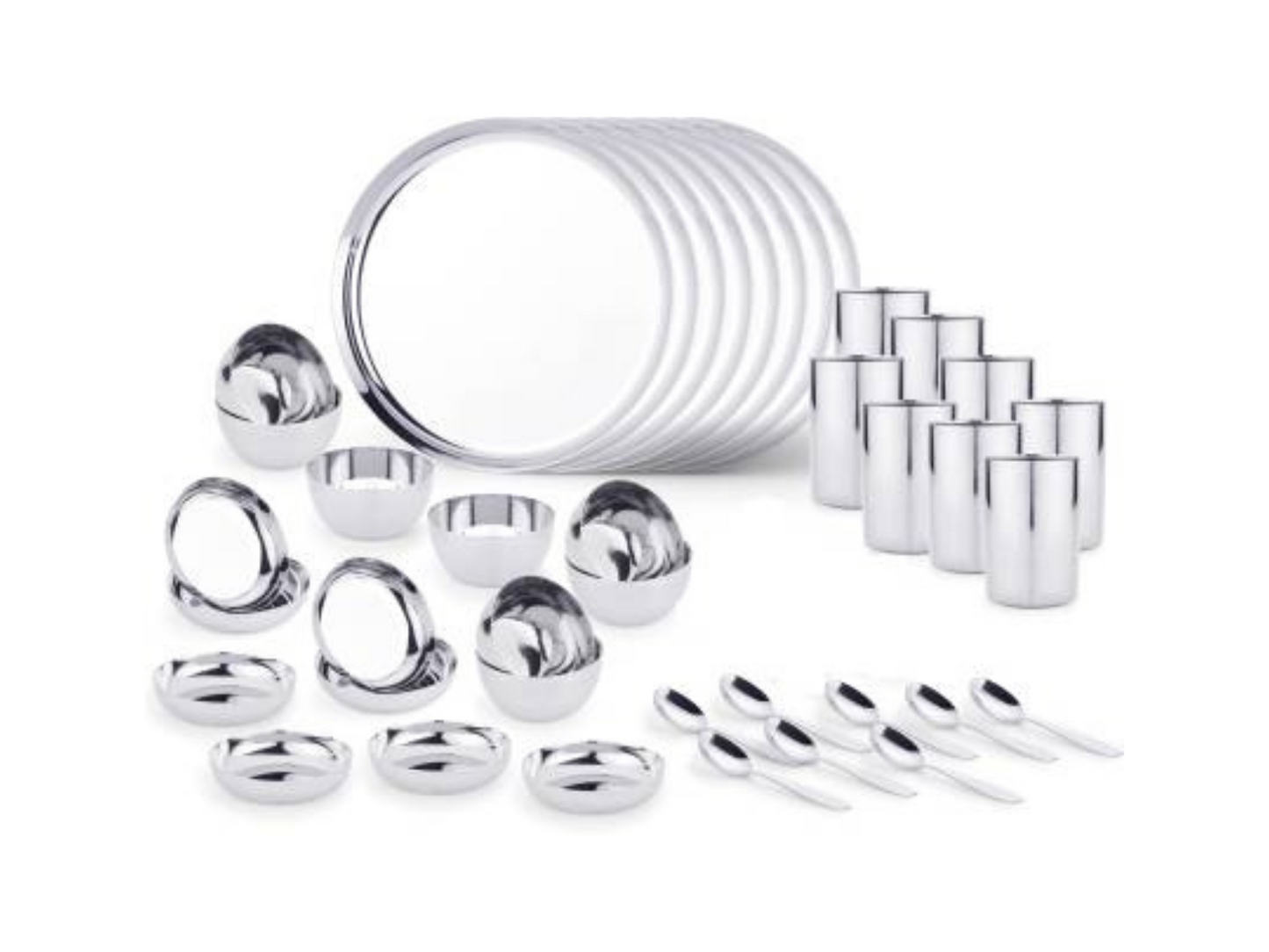 Stainless Steel Dinner Set of 40 for Family of 8 Peoples