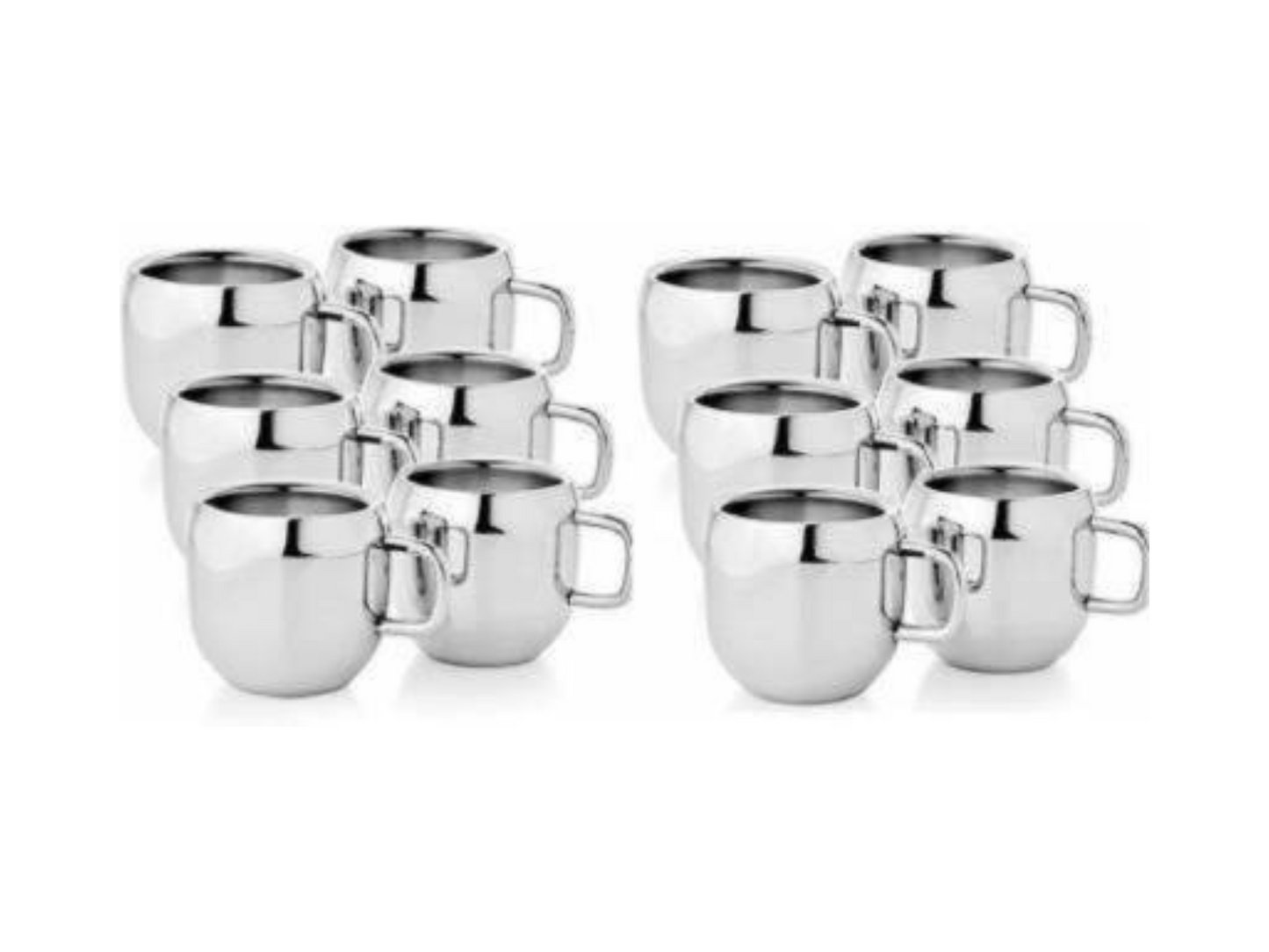 Stainless Steel Tea Cups (Pack of 12)