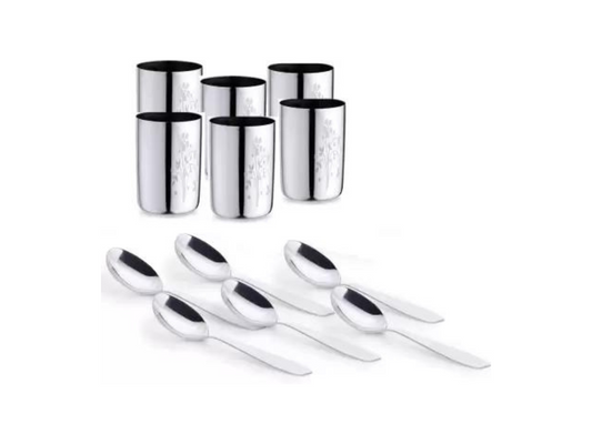 Tableware Set Of 6 Glass and 6 Spoon