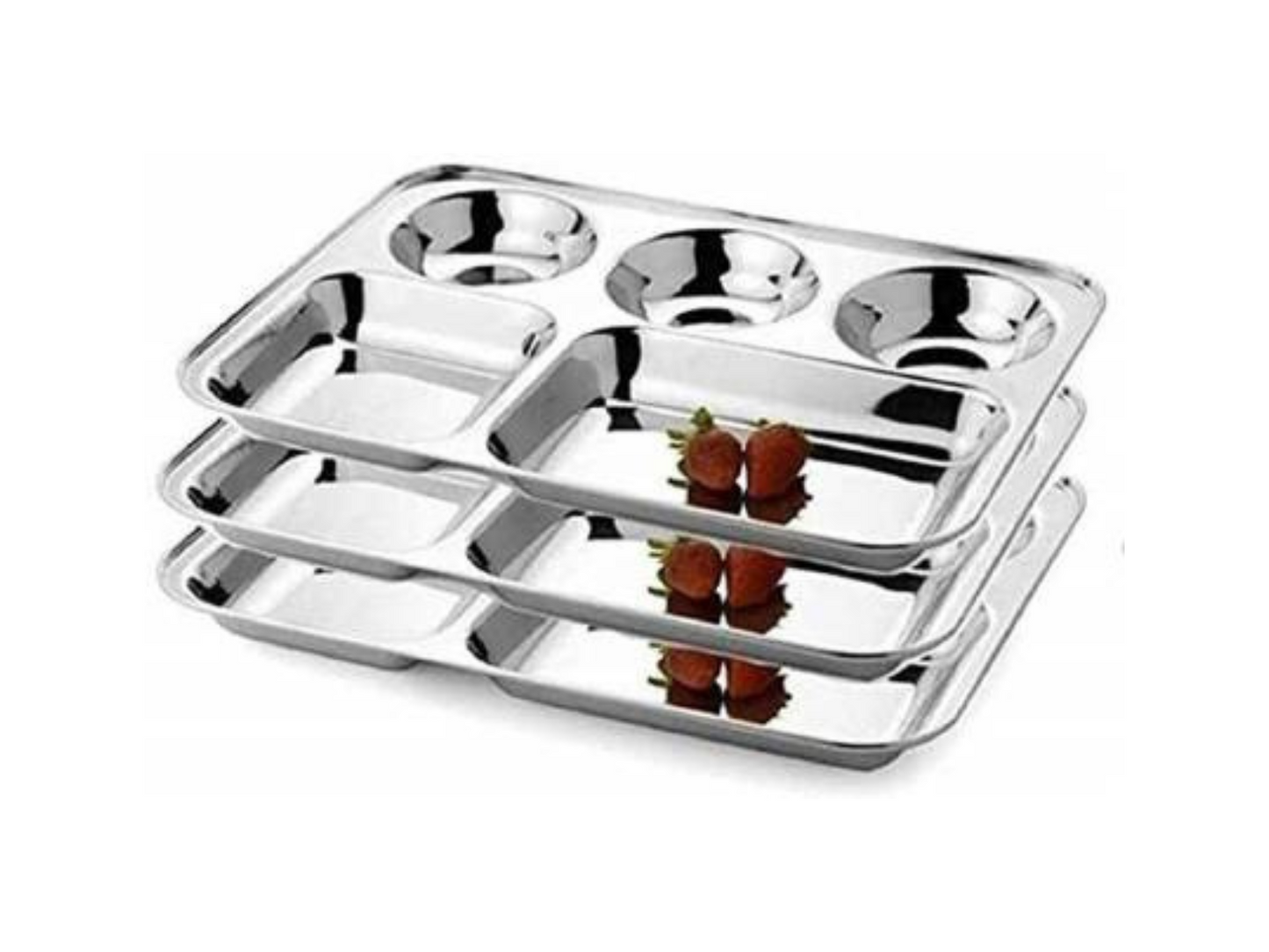 Pack of 3 Stainless Steel Dinner Set (Steel)