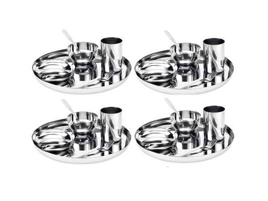 Stainless Steel Dinner Set of 24 for Family of 4 Peoples