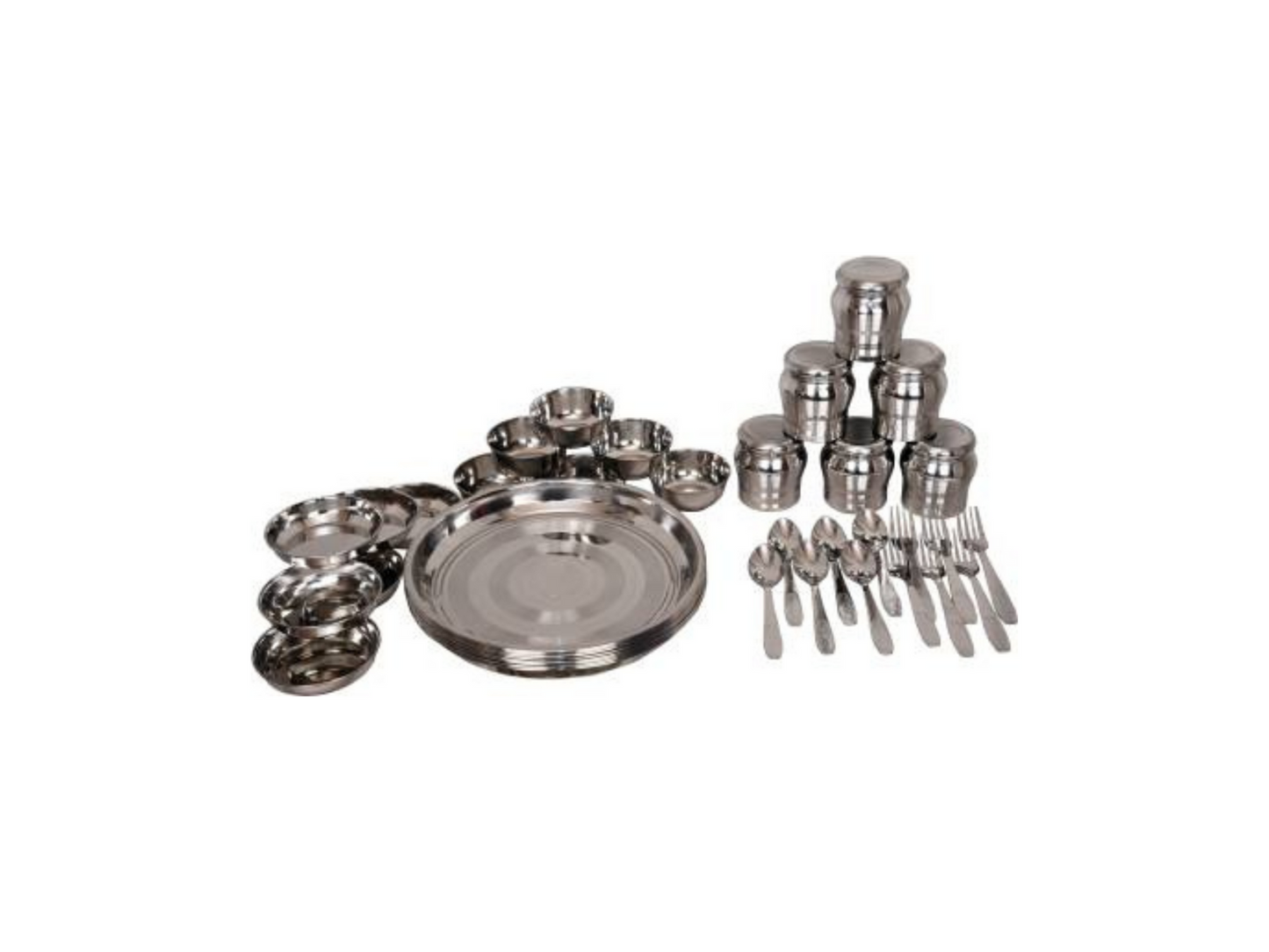 Stainless Steel Dinner Set of 36 for Family of 6 Peoples