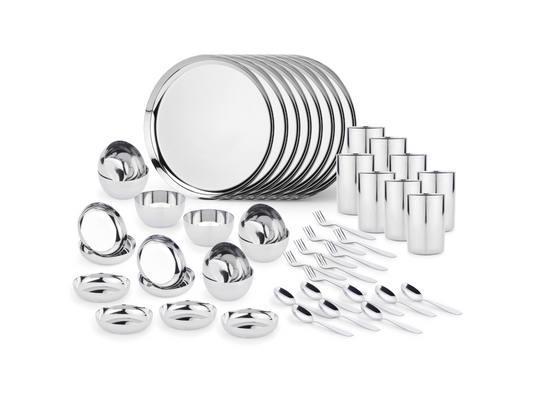 Stainless Steel Dinner Set of 48 for Family of 8 Peoples
