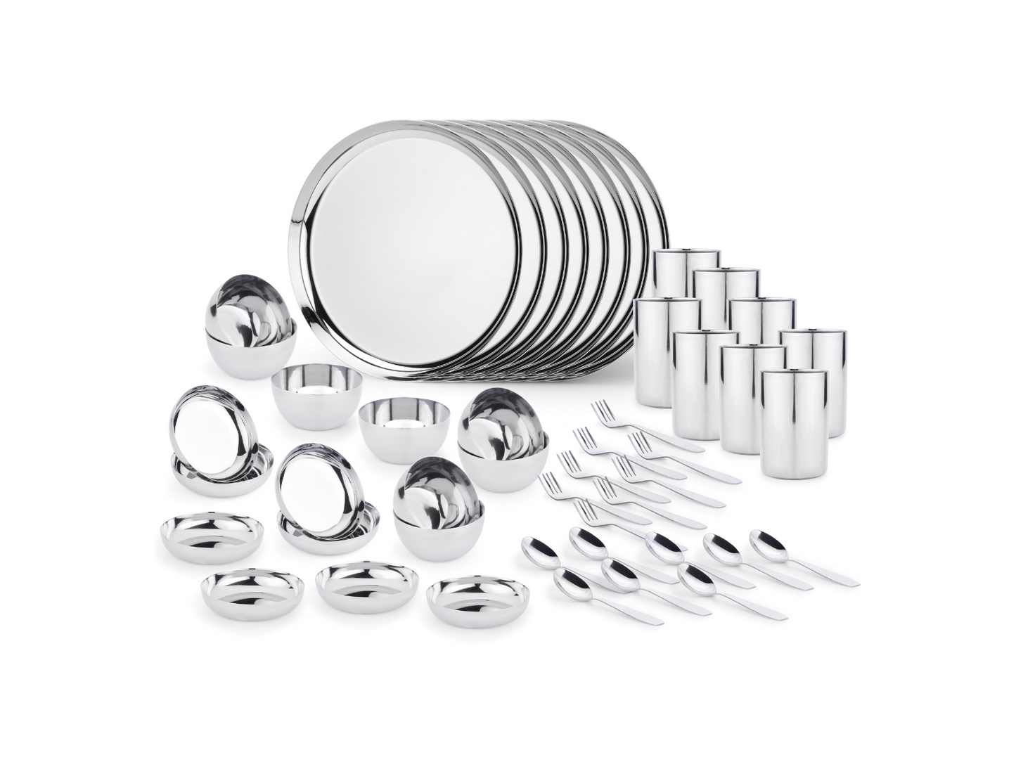 Stainless Steel Dinner Set of 36 for Family of 6 Peoples