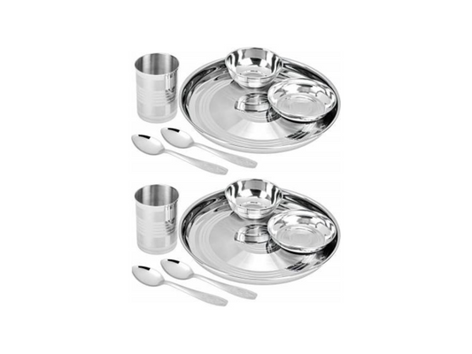 Stainless Steel Dinner Set of 12 for Family of 2 Peoples