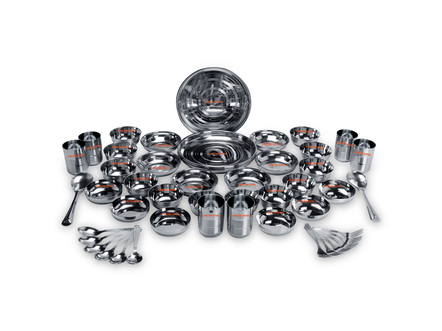 Stainless Steel Dinner Set of 50 for Family of 6 Peoples