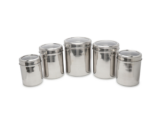 Stainless Steel Grocery Container (Pack of 5, Silver)