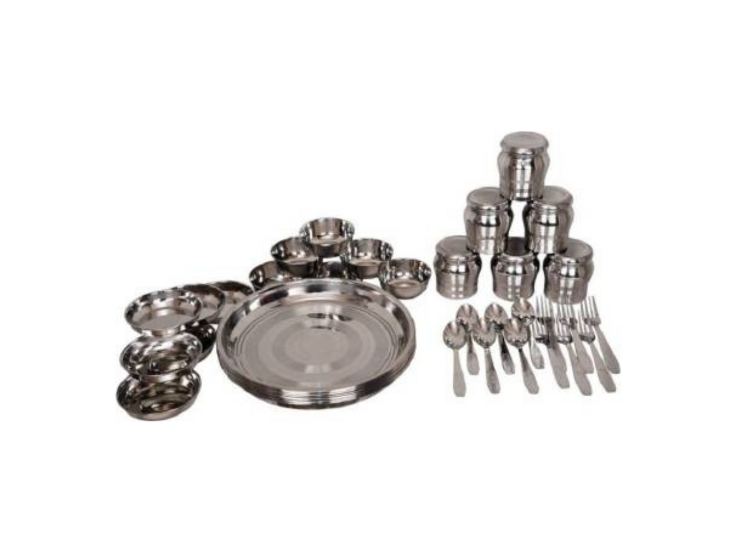 Stainless Steel Dinner Set of 36 for Family of 6 Peoples