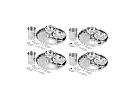 Stainless Steel Dinner Set of 24 for Family of 4 Peoples