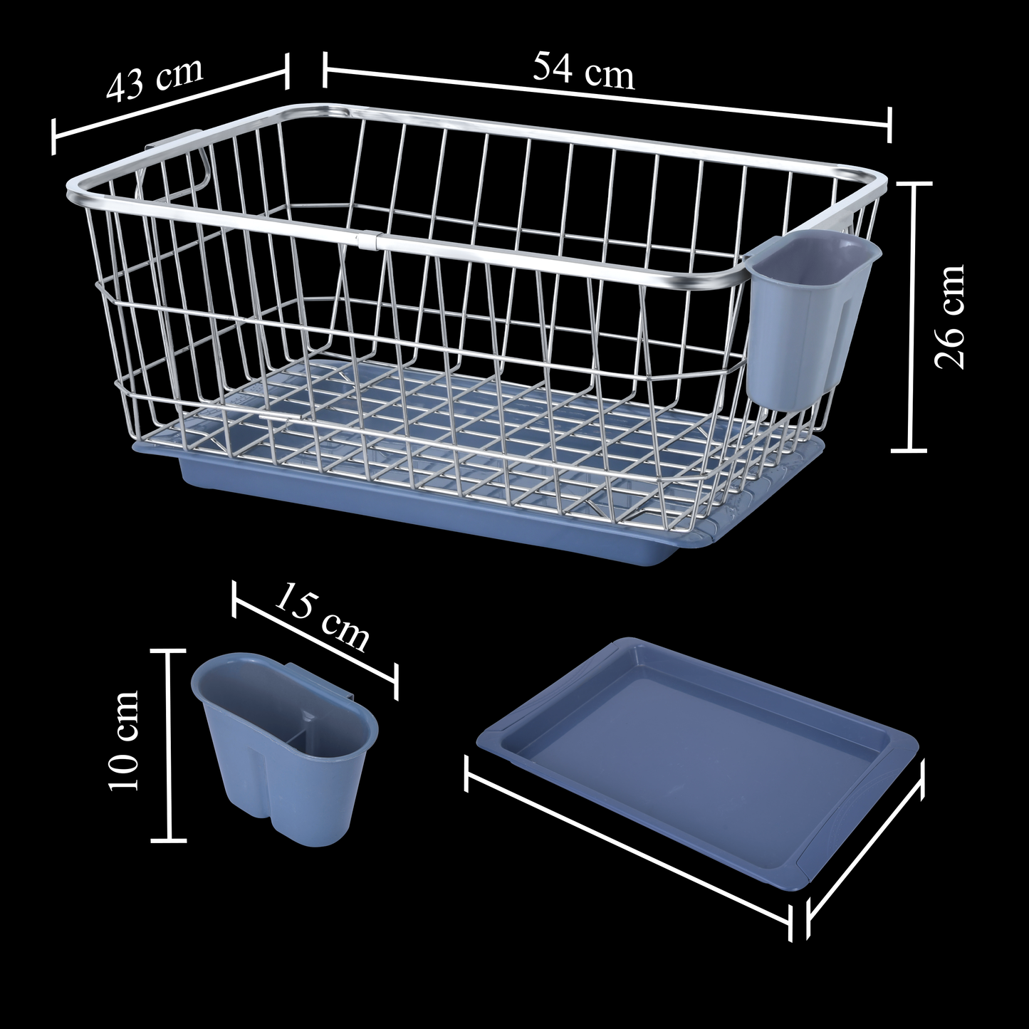 Stainless Steel Dish Drainer with Water Tray and Spoon Holder