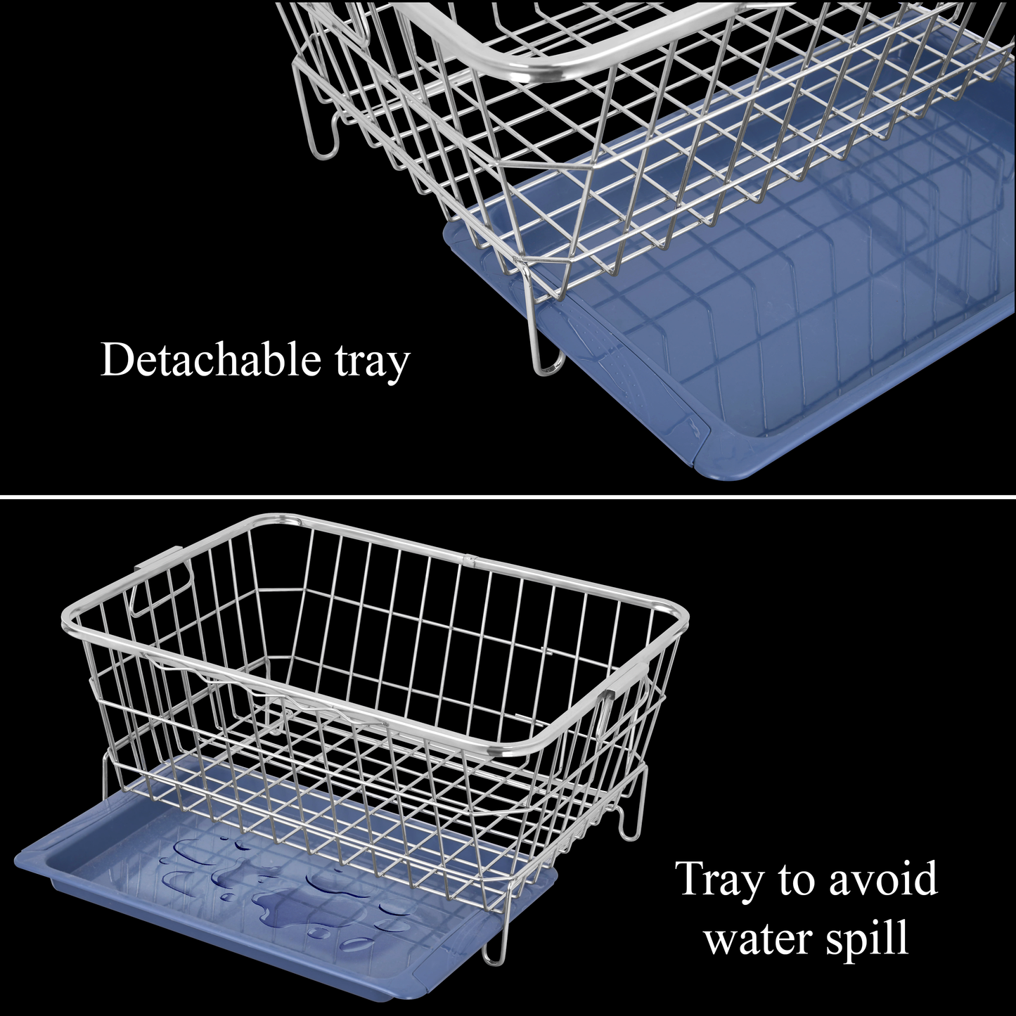 Stainless Steel Dish Drainer with Water Tray and Spoon Holder