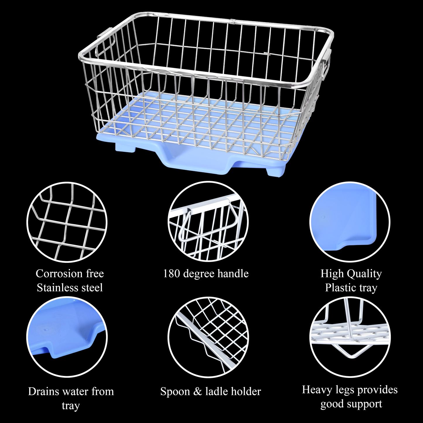 Stainless Steel Dish Drainer With Water Tray