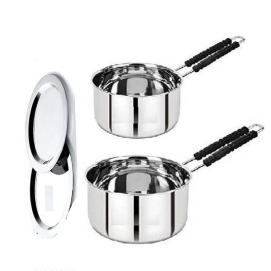Stainless Steel Induction Compitable Soucepan with Lid (pack of 2)