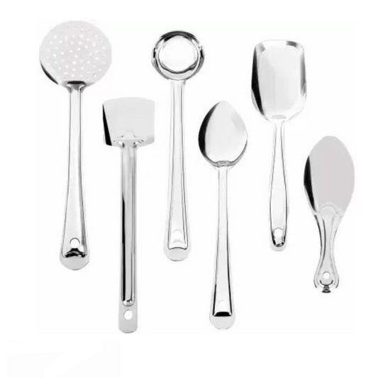 Stainless Steel Multipurpose Serving Spoon Set for Kitchen (6 Pieces)