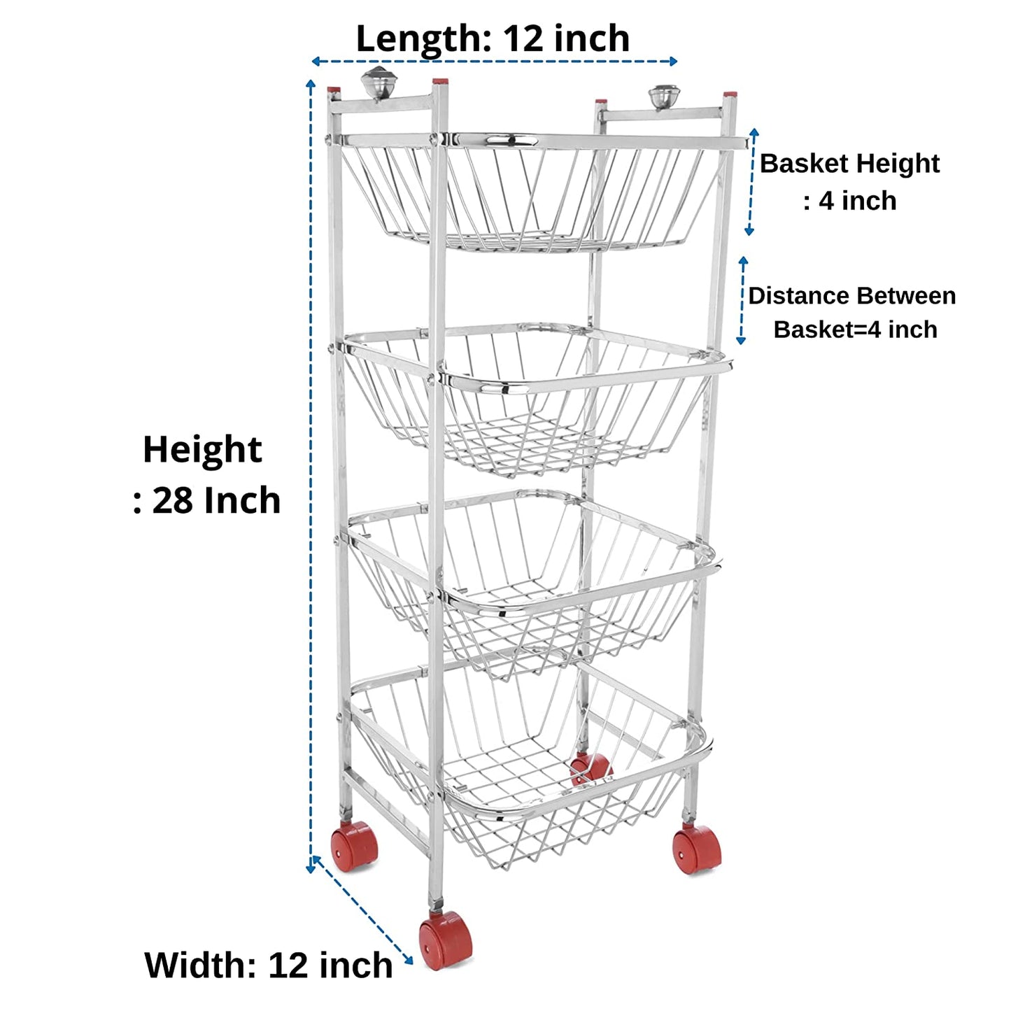 Stainless Steel Fruits & Vegetables Trolley For Kitchen (Mogra)