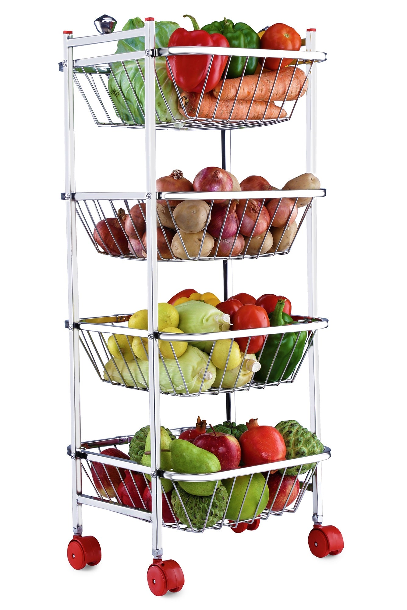 Stainless Steel Fruits & Vegetables Trolley For Kitchen (Mogra)