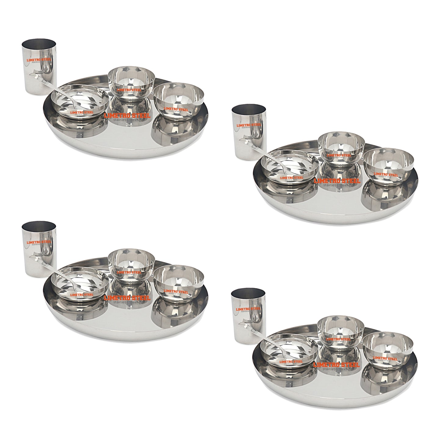 Stainless Steel Dinner Set of 24 for Family of 4 Peoples