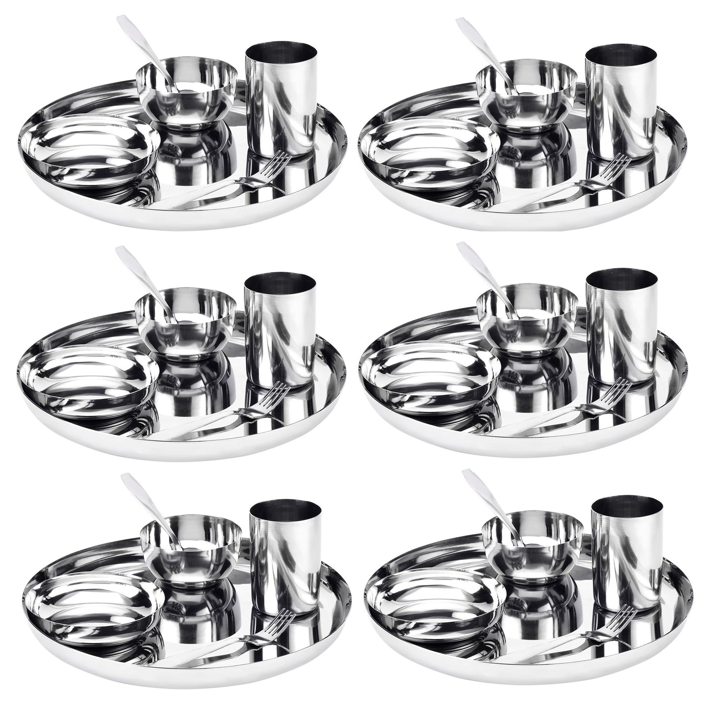 Stainless Steel Dinner Set of 36 for Family of 6 Peoples