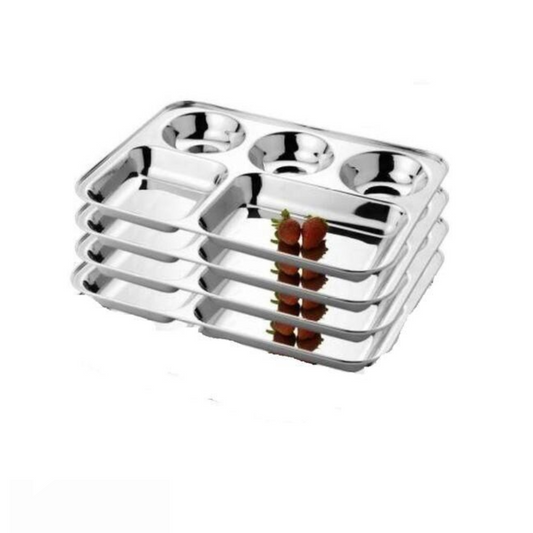 Stainless Steel Bhojan / Lunch / Dinner Plate (Pack of 4)