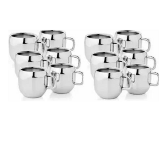 Steel Stainless Steel Tea cups Set ( Pack of 12)