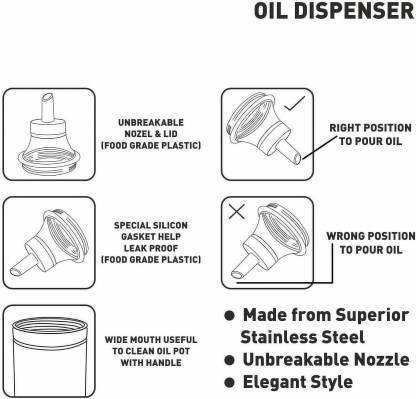 Stainless Steel Cooking Oil Dispenser 1000ml (Pack of 1)